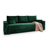 BETTSOFA ALATRI Grün Velours-Stoff mit Schlaffunktion - Grün, Textil (230/85/87cm) - MASSENO