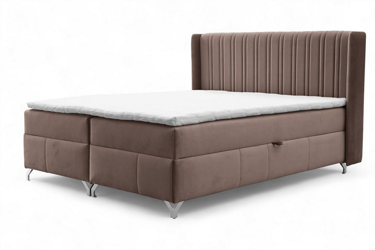 BOXBETT Damien - Dunkelbraun, Holzwerkstoff/Textil (180/200cm) - Fun Möbel