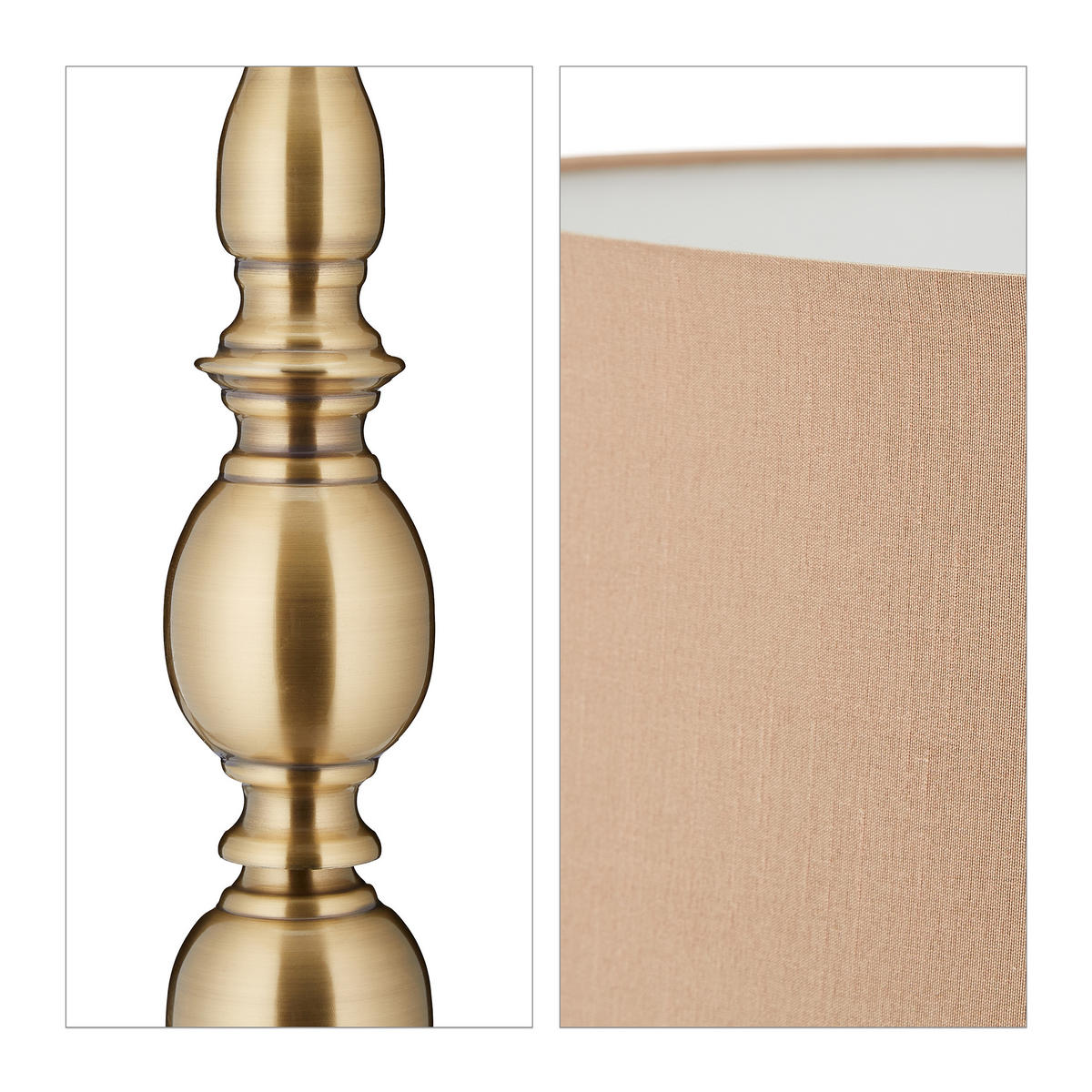 STEHLAMPE - Goldfarben, Kunststoff/Textil (43/43/156cm) - Relaxdays