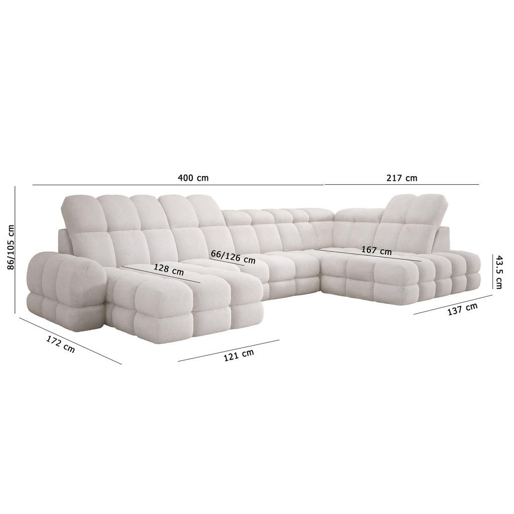 Thumbnail - DomoHome Ecksofa, Beige, Textil, Rechteckig, 400x217 cm, Wohnzimmer, Sofas & Couches, Wohnlandschaften, Ecksofas