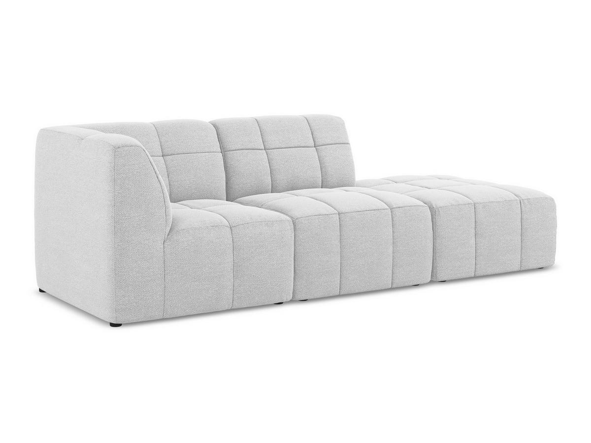 ECKSOFA Rechts Bouclé Stoff Grau - Silberfarben/Schwarz, Holzwerkstoff/Kunststoff (240/90cm) - Makamii