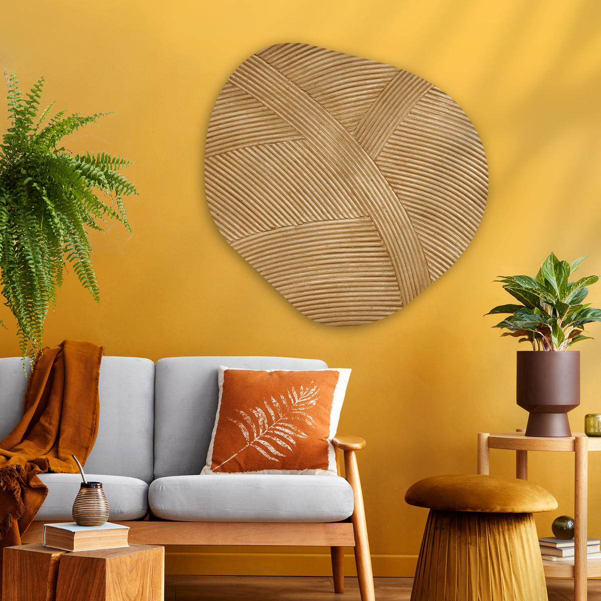 WANDBILD Struktur - Natur - Kunst - Rattan 90x90 cm - Naturfarben, Kunststoff (90/90cm) - MuchoWow