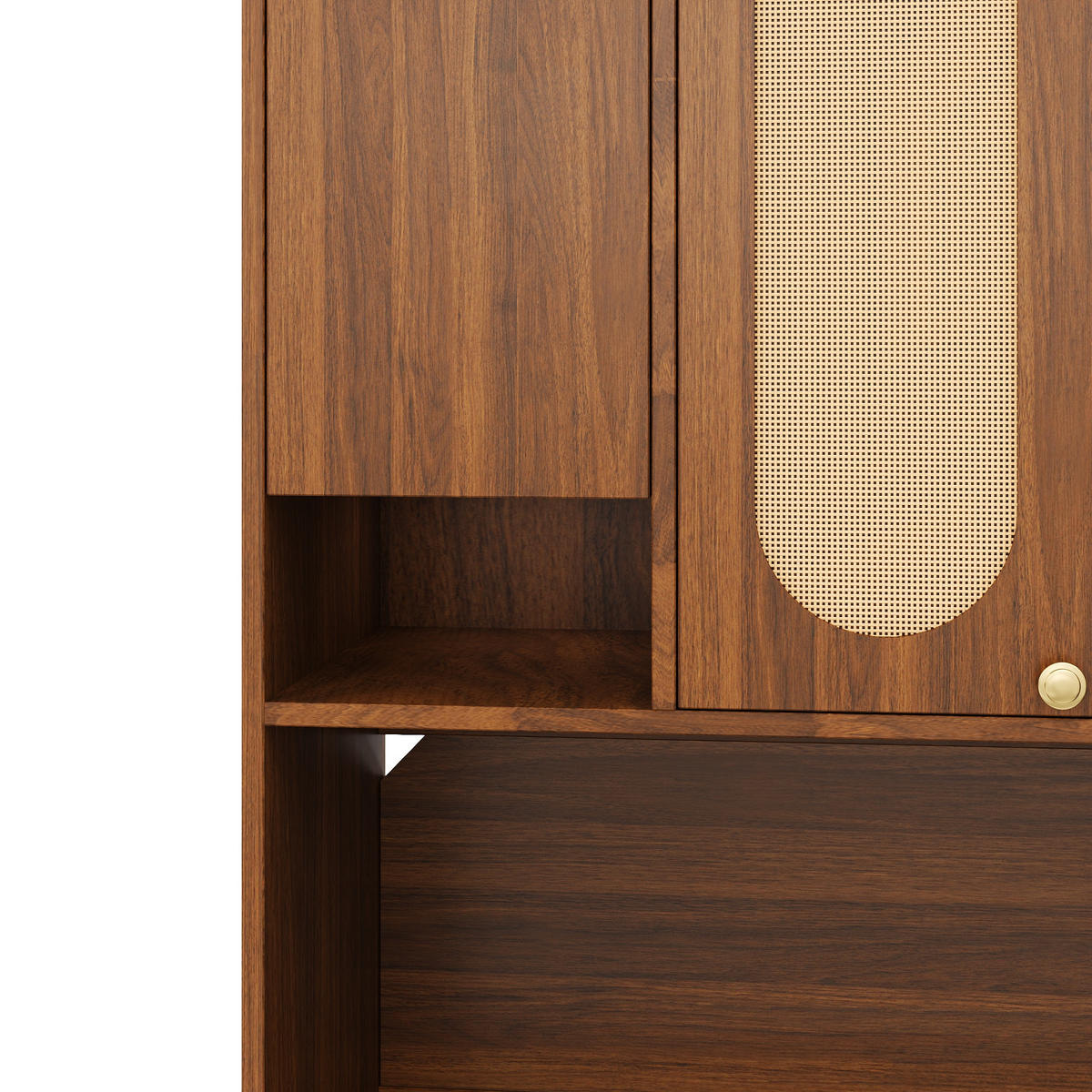 BUFFET DE-37602 106/40/178 cm mit PE-Rattan Natur - Naturfarben, Holzwerkstoff (106/178/40cm) - ComfortXL