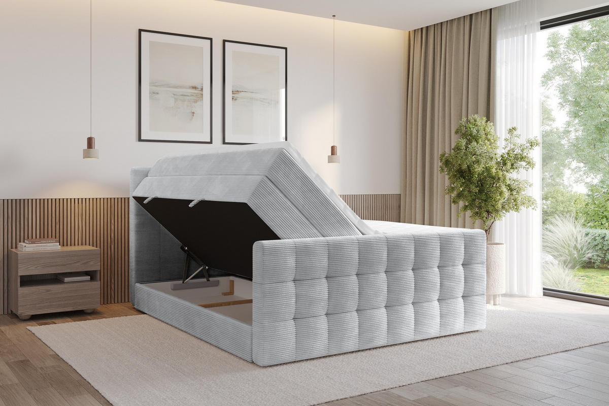 BOXSPRINGOVÁ POSTEL s matrací H3/H4 - IGAN-Z KING - 140x200 cm Šedá - barva hliníku, kompozitní dřevo (143/200cm) - ALTDECOR