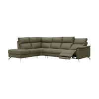 ECKSOFA Borea Echtleder mit 1 x Relaxfunktion Olivgrün - Olivgrün, Leder/Metall (220/310cm)