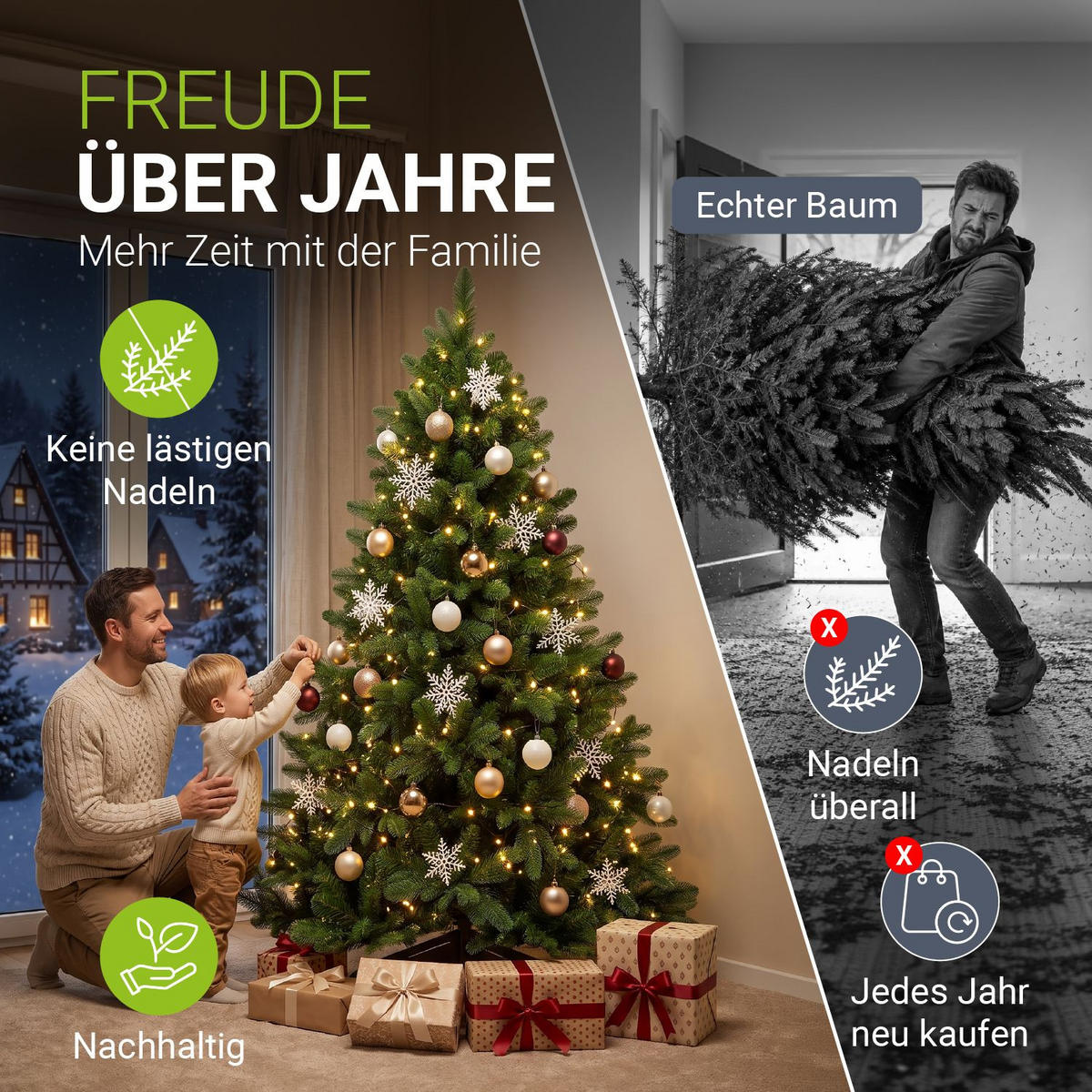 WEIHNACHTSBAUM Norvi grün 150cm - Grün, Kunststoff (150cm) - Juskys