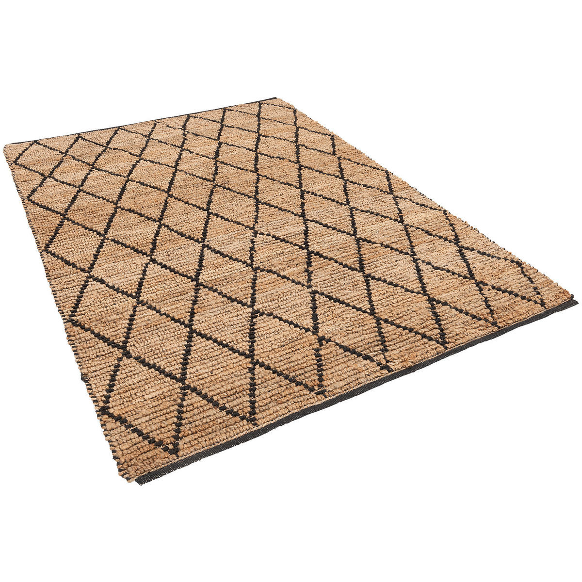 NATURFASER TEPPICH JUTE SALSA RAUTEN - Beige/Schwarz, Textil (200/300cm) - Pergamon