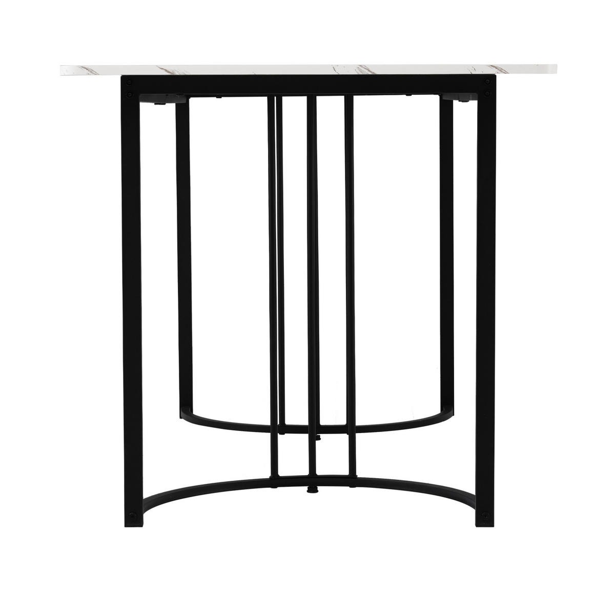 JEDÁLENSKÝ stôl 140/80 cm biely, MDF s mramorovým dekorom a kovovou konštrukciou - biela, kompozitné drevo (140/80/75cm) - BEAOK