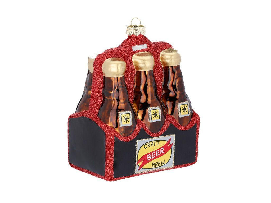 WEIHNACHTSANHÄNGER aus Glas Bierflaschen-Set 12,5 cm - Rot/Schwarz, Glas (12.5/12.5/12.5cm) - LAALU
