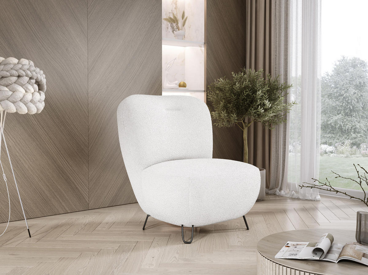 SESSEL LUIS, Skandinavischer Stil – Freistehend, 82×56×82 cm, WEISS - Schwarz/Weiß, Holz/Textil (82/82/66cm) - DomoHome