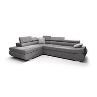 ECKSOFA KONGO RBN03, Eckcouch in L-Form mit Schlaffunktion, Farbe: Grau, Velourstoff, Ottomane Links - Grau, Textil (280/200cm) - O-Sofa