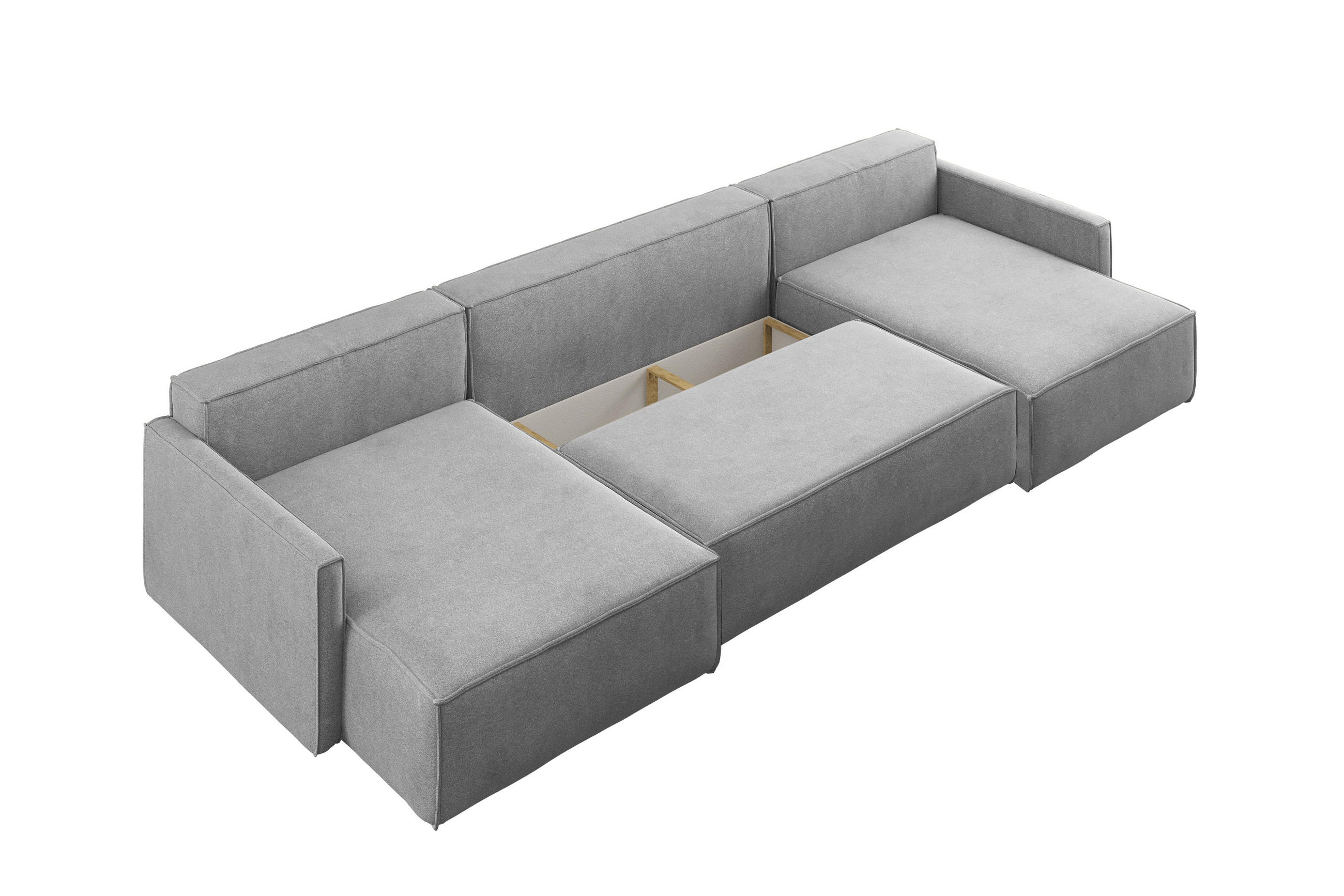 Thumbnail - Kaiser Möbel Ecksofa, Grau, Holz, Füllung: Silikon, U-Form,L-Form, 348x142 cm, Wohnzimmer, Sofas & Couches, Wohnlandscha...