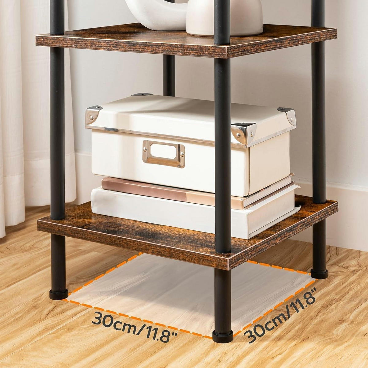STANDREGAL 5 Ebenen Vintagebraun 30 x 30 x 115 cm - Multicolor, Holzwerkstoff (30/115/30cm)