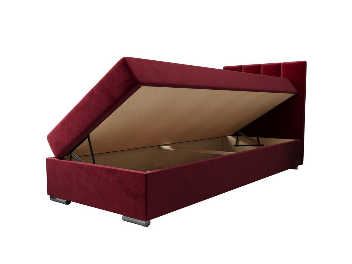 BOXBETT ZILANO 2 mit Matratze H3 und Topper 80x200 Itaka 34 rechts - Rot, Holz/Textil (80/200cm) - Bedante