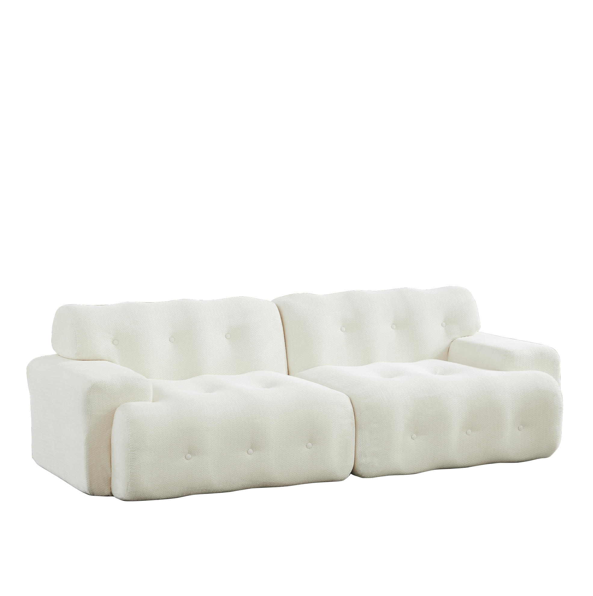 2-SITZER-SOFA 224/104/66 cm mit ergonomischer Polsterung, breiten Armlehnen und Chenille-Bezug, Beige - Beige, Textil (224/66/104cm) - Redom