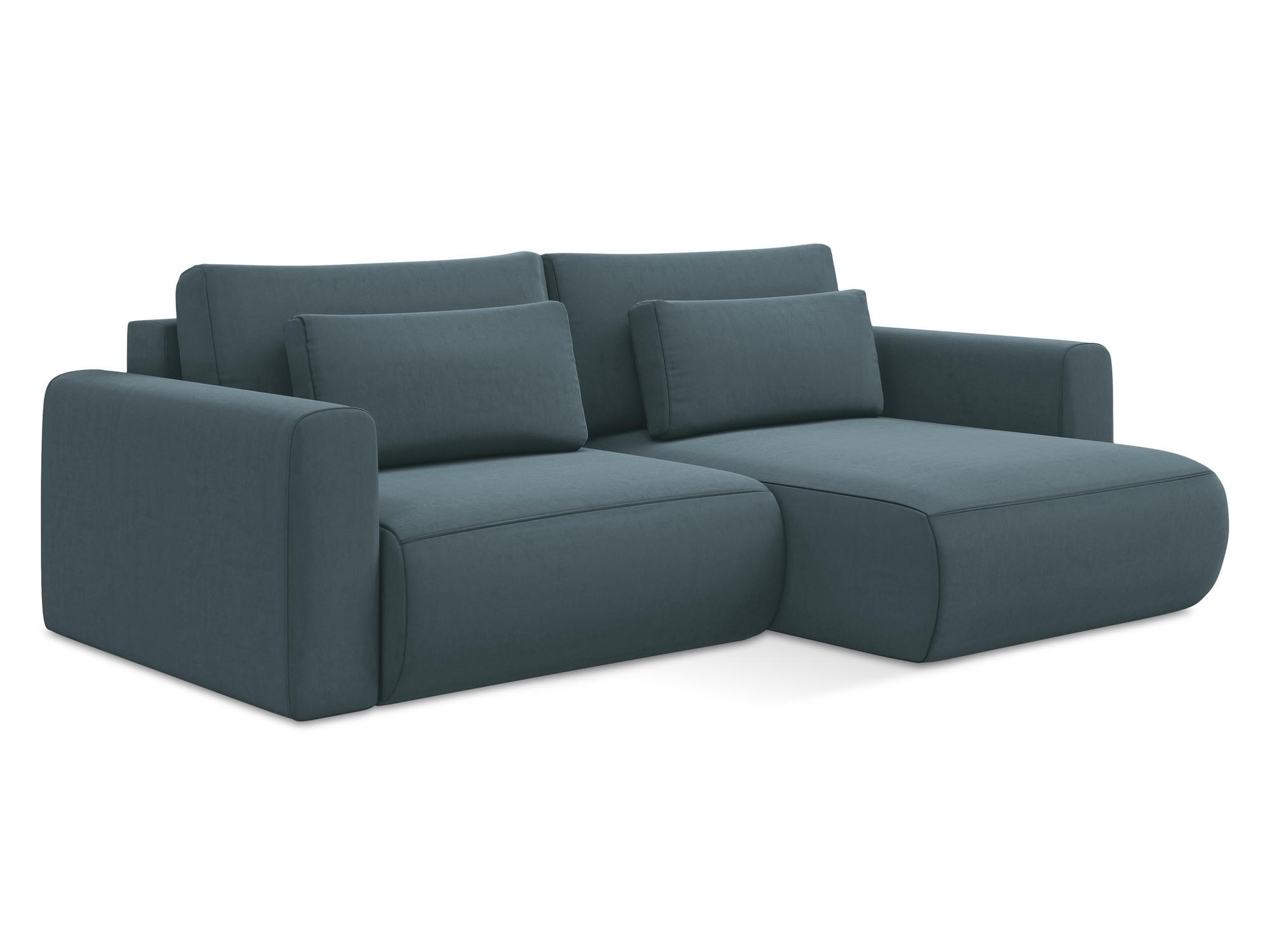 ECKSOFA mit Schlaffunktion Samt Stoff Blau - Blau/Petrol, Kunststoff/Textil (240/149cm) - Makamii