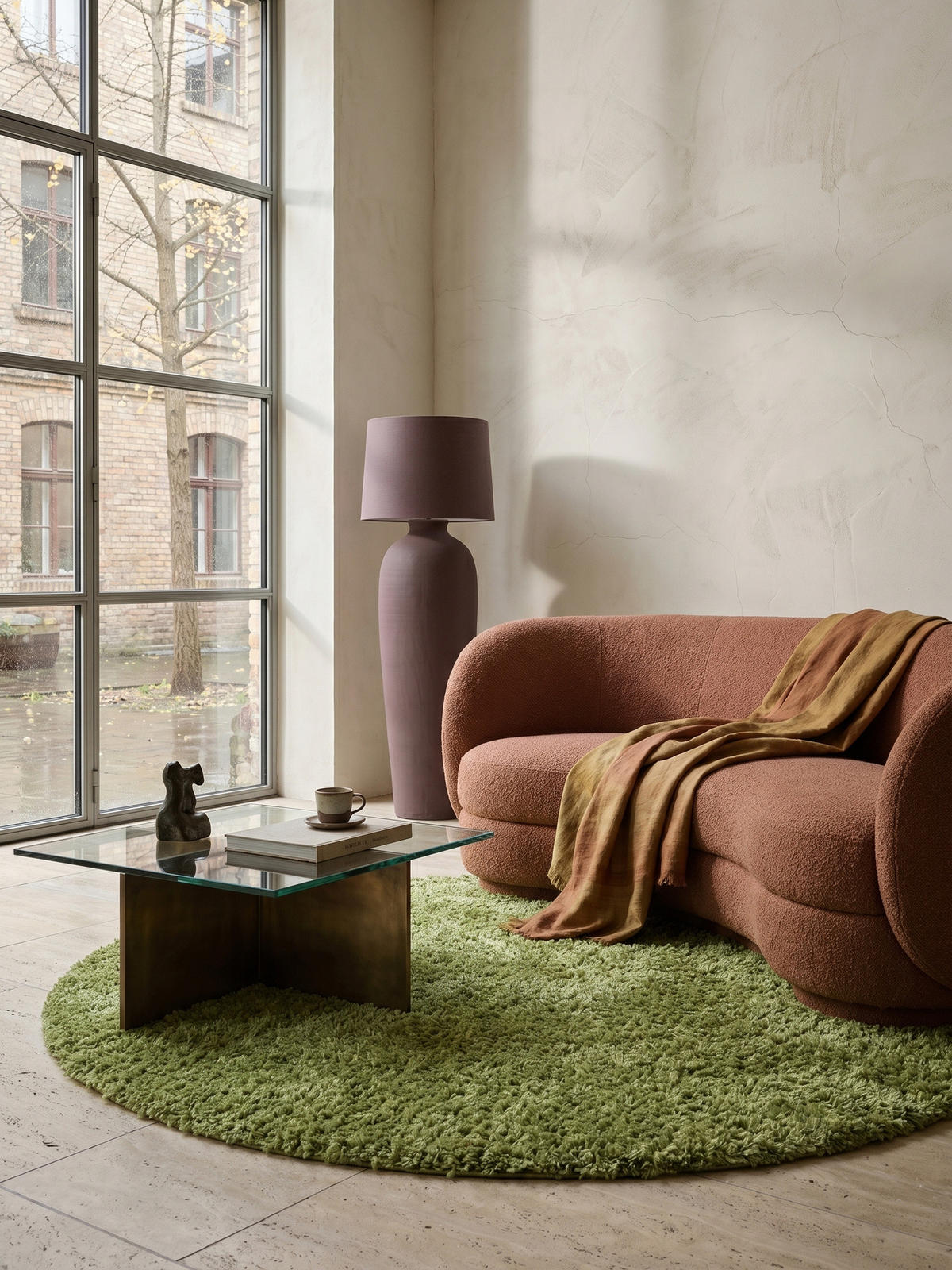 HOCHFLORTEPPICH RHEIN, einfarbig, aus Polypropylen, Grün, Ø 200 cm - Grün, Textil (200/200cm) - KADIMA DESIGN