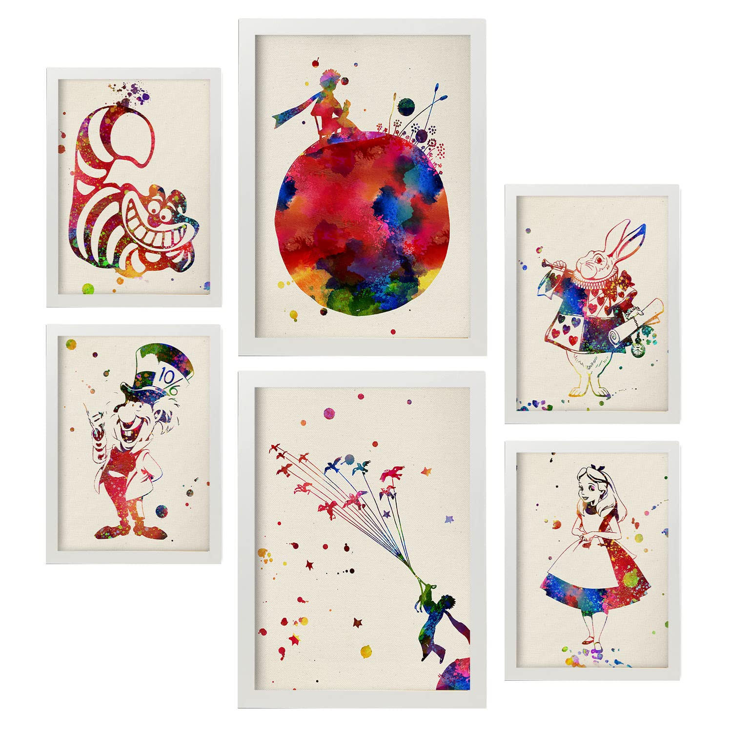 POSTER Set Mit 6 Von Alicia Und Dem Kleinen Prinzen Sammlung A3 & A4 Weißer Rahmen - Weiß, Papier (29/3cm) - Nacnic