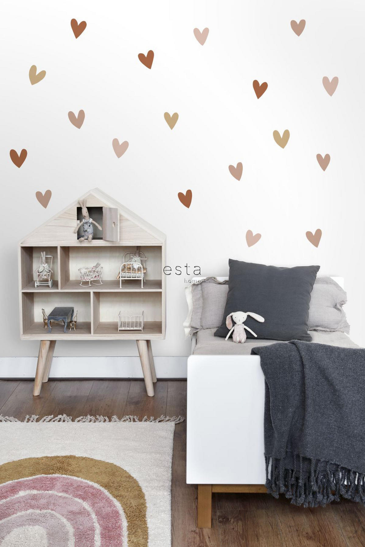 WANDTATTOO Herzchen 47.5 x 66 cm - Pink, Papier (47.5/66/66cm) - ESTAhome