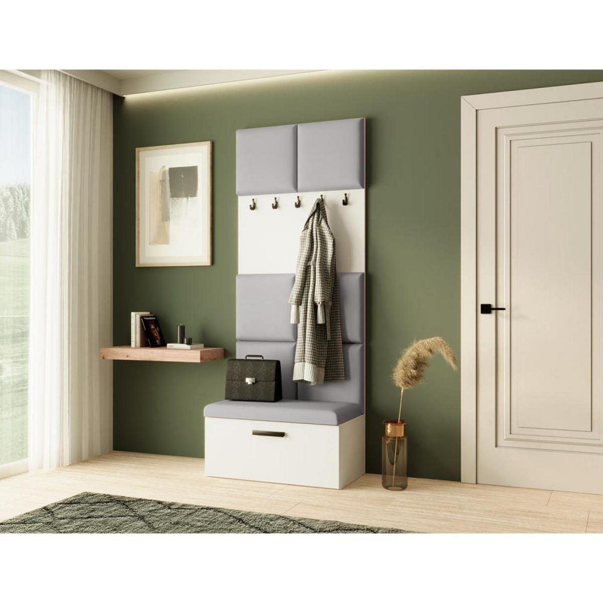 GARDEROBE Margaret I 81/203/43 gepolsterten Paneelen - Schwarz/Weiß, Holzwerkstoff/Kunststoff (81/203/43cm) - Beautysofa