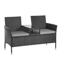 RATTANBANK Chicago Schwarz - Schwarz, Kunststoff (134/84/62cm) - SVITA