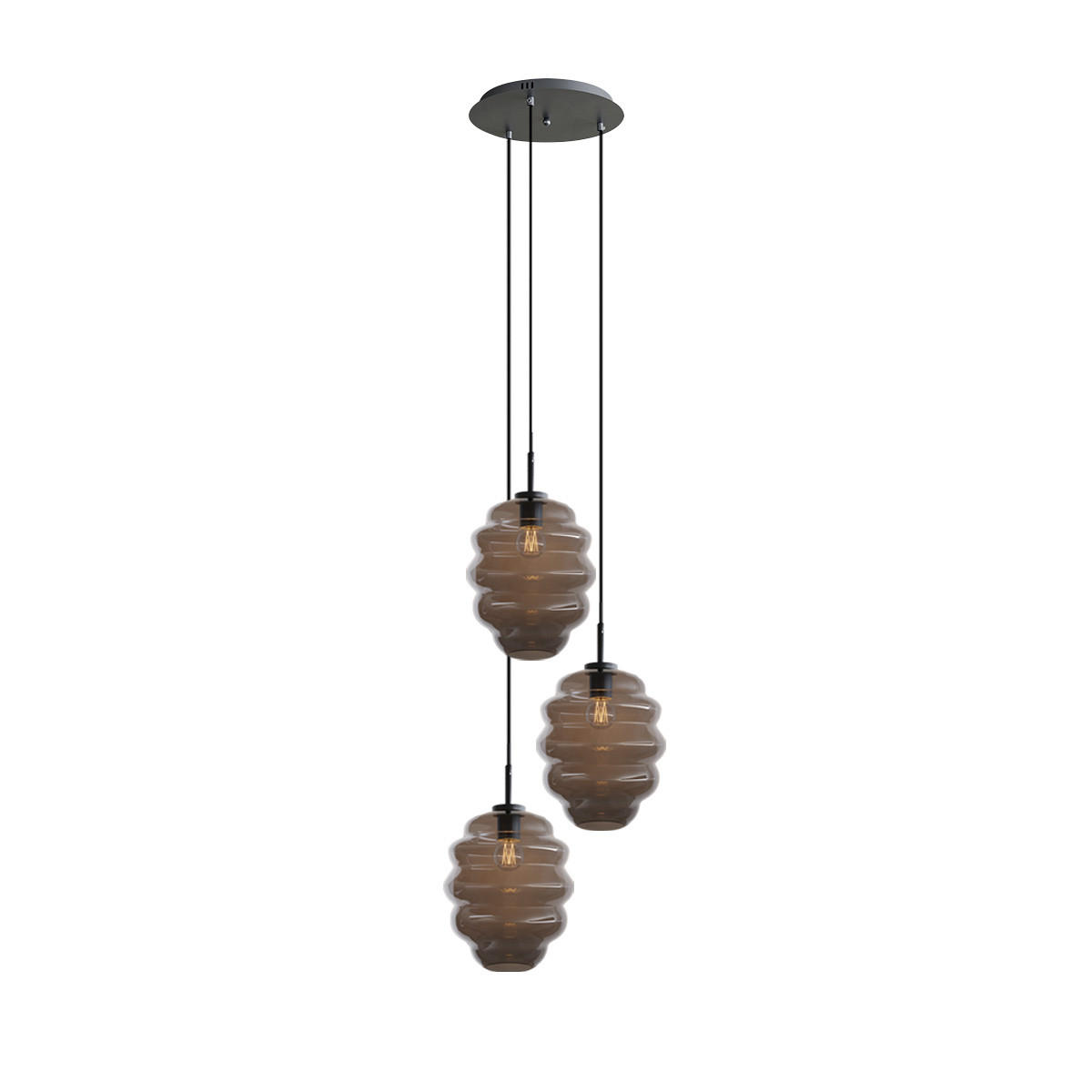 GALERIELEUCHTE Echos 3-flammig Rauch Ø 25cm - Anthrazit/Schwarz, Glas (25/25/28cm) - s.luce