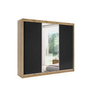 KLEIDERSCHRANK RYFLO mit LED - 250 - Eichefarben|Schwarz - Eichefarben/Schwarz, Holzwerkstoff (250/215/61cm) - ALTDECOR