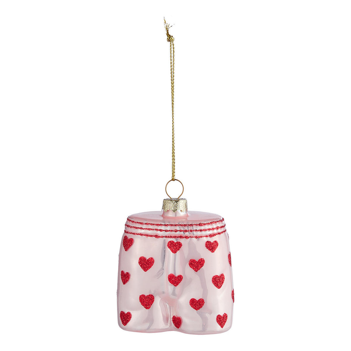 BAUMANHÄNGER Hang On Shorts mit Herzchen - Rot/Weiß, Glas (3/6/6cm) - Butlers