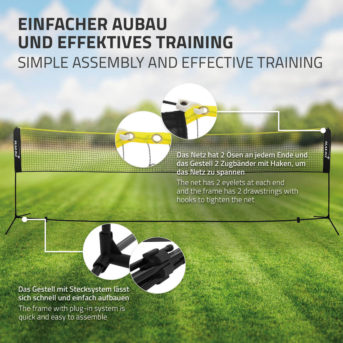 BADMINTON NET 5M - Schwarz, Metall (103/500cm) - Hauki