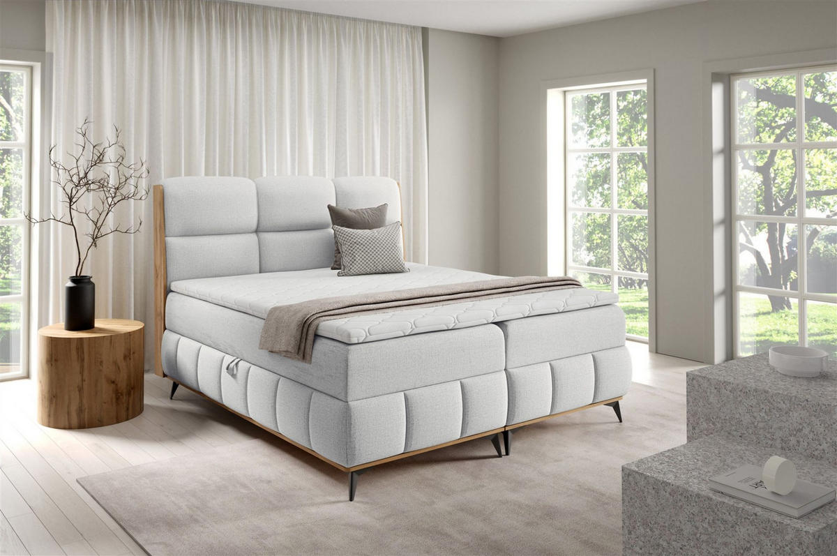 BOXBETT Charlie - Hellgrau, Holzwerkstoff/Textil (200/200cm) - Fun Möbel