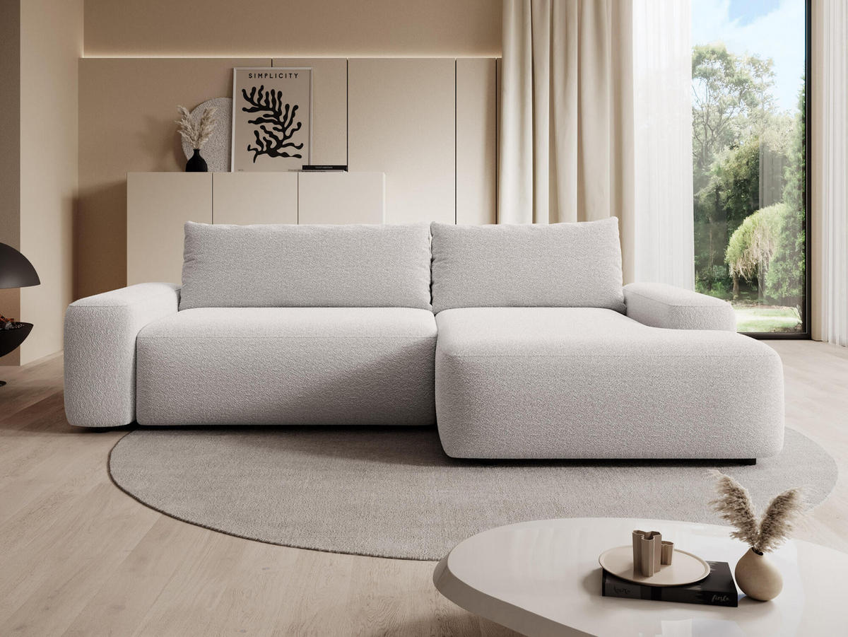 ECKSOFA LOOP Weiß 264x162x87 cm - Weiß, Textil (264/162cm) - FURNLUX