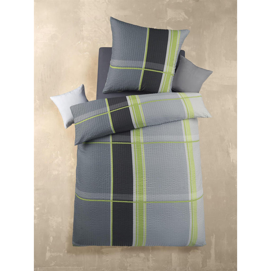 Thumbnail - Carpe Sonno Seersucker-Bettwäsche, Grün, Textil, Kariert, Füllung: Polyester, Rechteckig, 135x200 cm, Oeko-Tex® Standard...