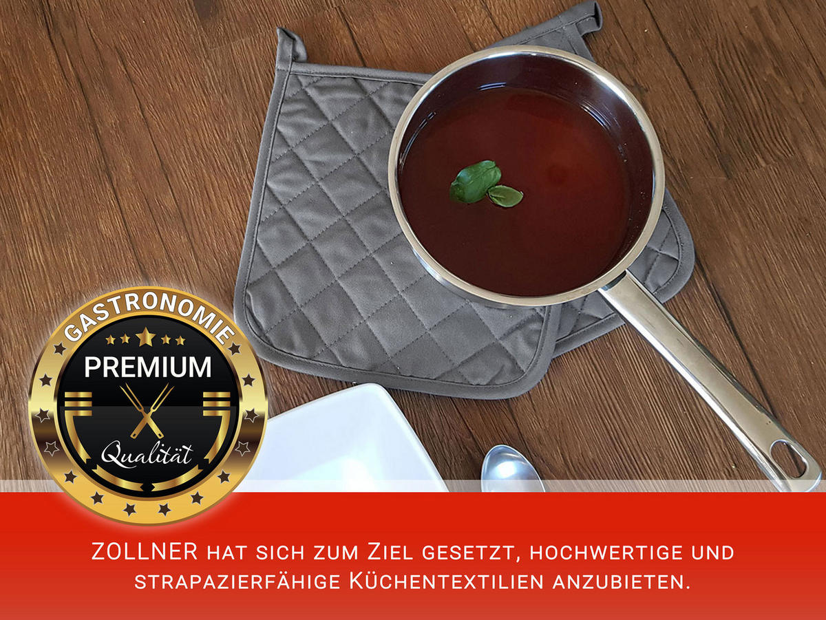 TOPFLAPPEN, 2er-Set, 24x24 cm, 100% Baumwolle, Grau - Grau, Textil (24/24cm) - Zollner