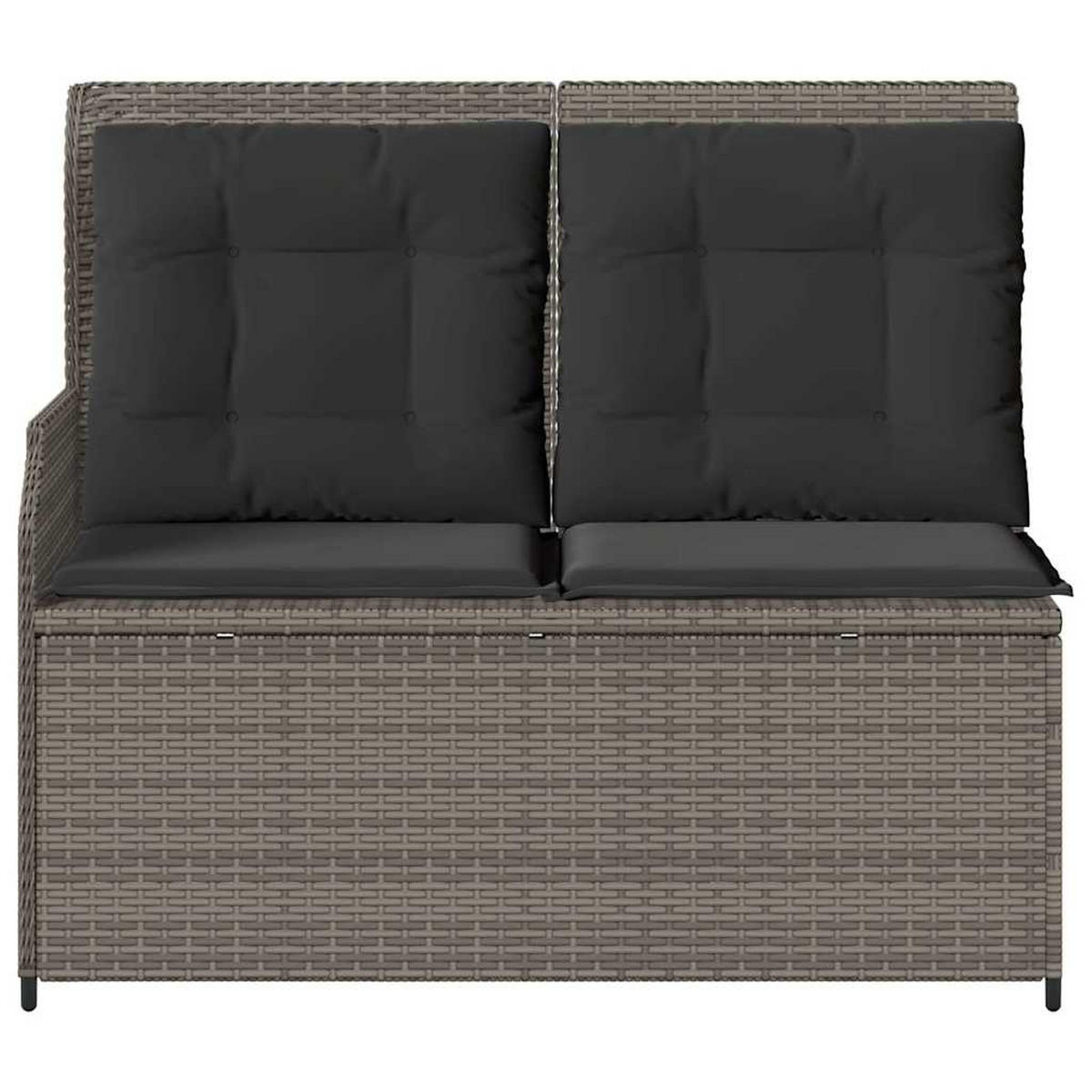 GARTENBANK Verstellbar mit Kissen Grau Poly Rattan - Grau, Kunststoff (95/95/110cm)