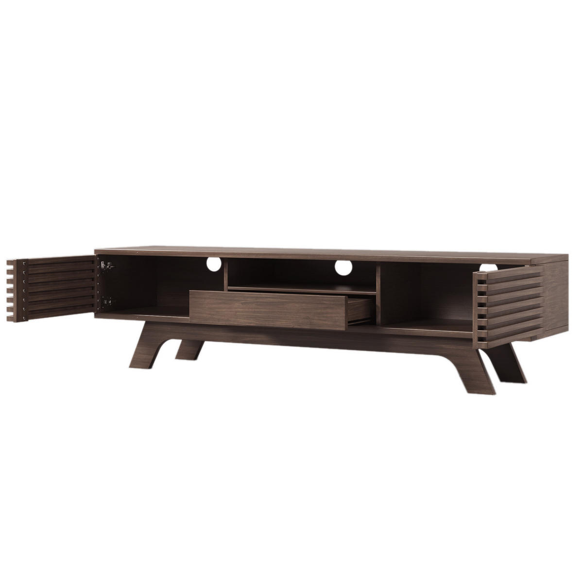 LOWBOARD 150/35/44 cm aus Spanplatte mit 2 Türen, Schublade und Kabeldurchführung Natur - Hellbraun, Holzwerkstoff (150/44/35cm) - Modenvie