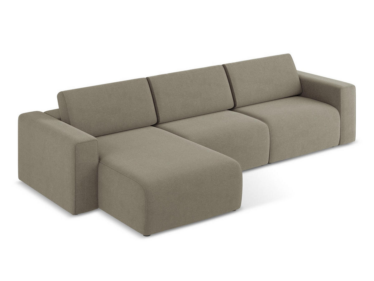 ECKSOFA Links Strukturstoff Stoff Beige - Beige/Schwarz, Kunststoff/Textil (167/314cm) - Makamii