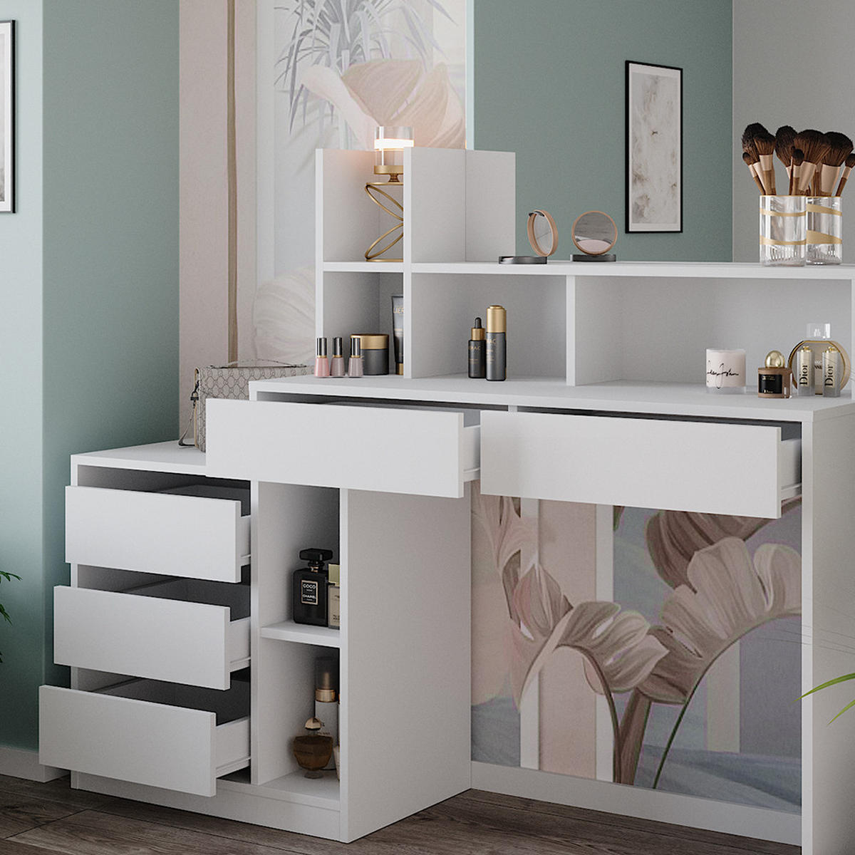 SCHMINKTISCH Anja Weiß 139.8 cm - Weiß, Holzwerkstoff (139.8/115/40cm) - Vicco