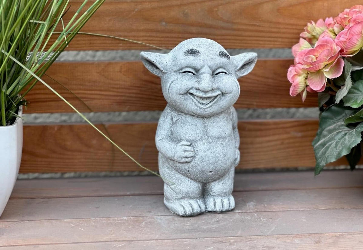 STEINFIGUR Troll Charles die Augenbraue, frostfest - Grau, Stein (14/17/9cm) - stoneandstyle