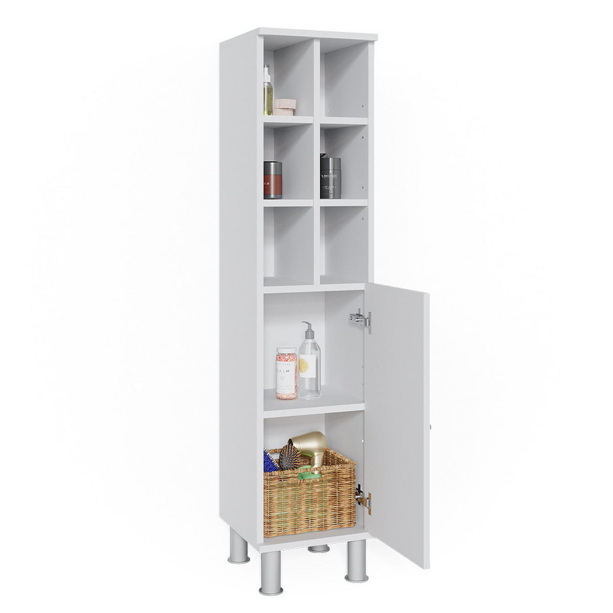 MIDISCHRANK Fynn Weiß 30 x 130.6 cm große Tür - Weiß, Holzwerkstoff (30/130.6/30cm) - Vicco