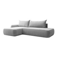 ECKSOFA Mit Schlaffunktion Und Bettkasten, Velvet-Stoff Vena, Grau, Links, HELA I - Grau, Holz (302/184cm) - Kaiser Möbel