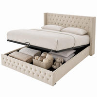 POLSTERBETT 140/200 cm in Beige Samt mit Bettkasten - Beige, Holzwerkstoff/Textil (140/200cm) - CHICFURN