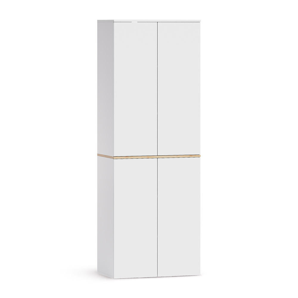 DULAP MULTIFUNCTIONAL Viktor, Alb/Stejar artizanal, 68x188.6 cm cu 6 compartimente inchise