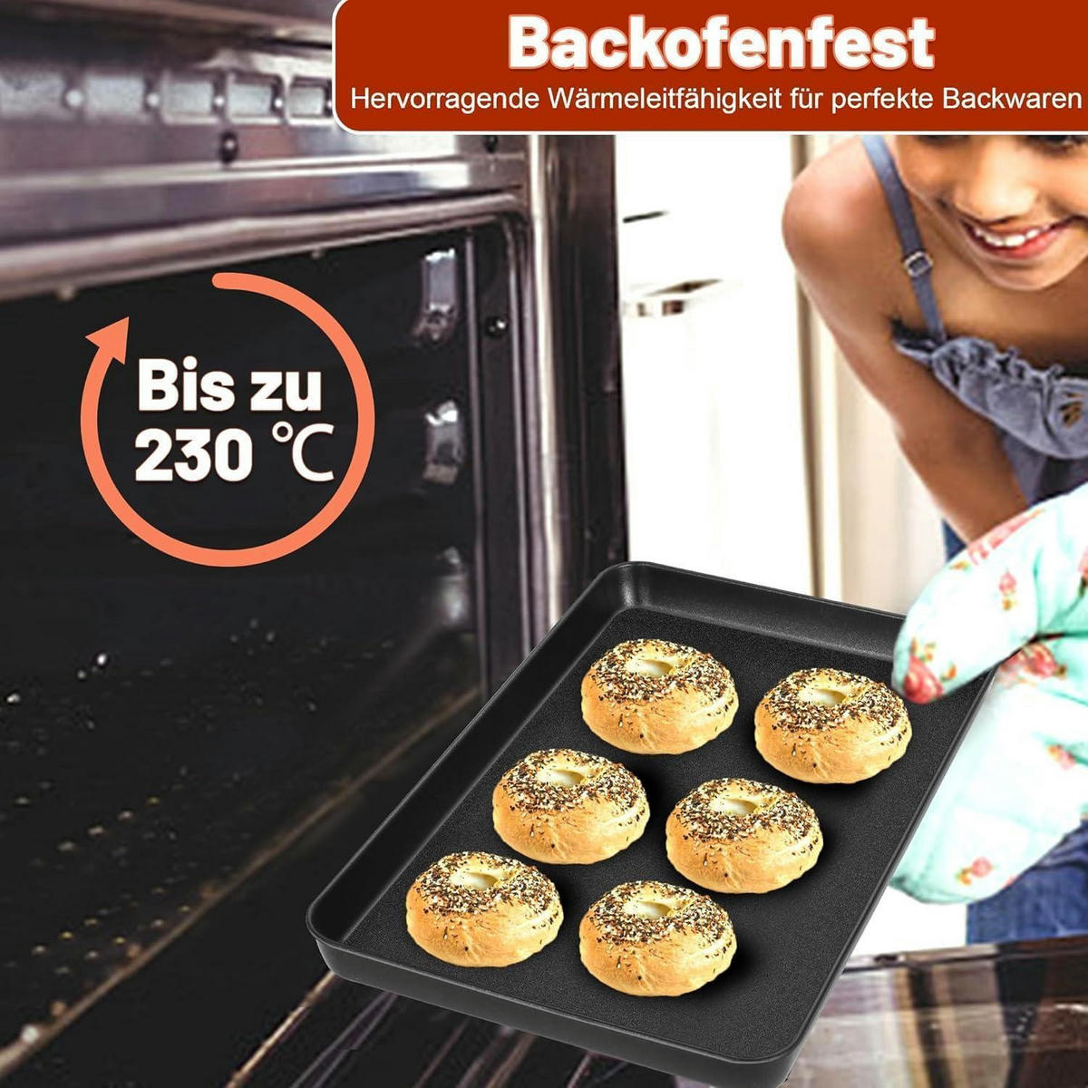 BACKBLECH 2er Set Antihaftbeschichtet 40.5 x 30.5 cm - Schwarz, Metall (20.5/2.5/26.5cm)