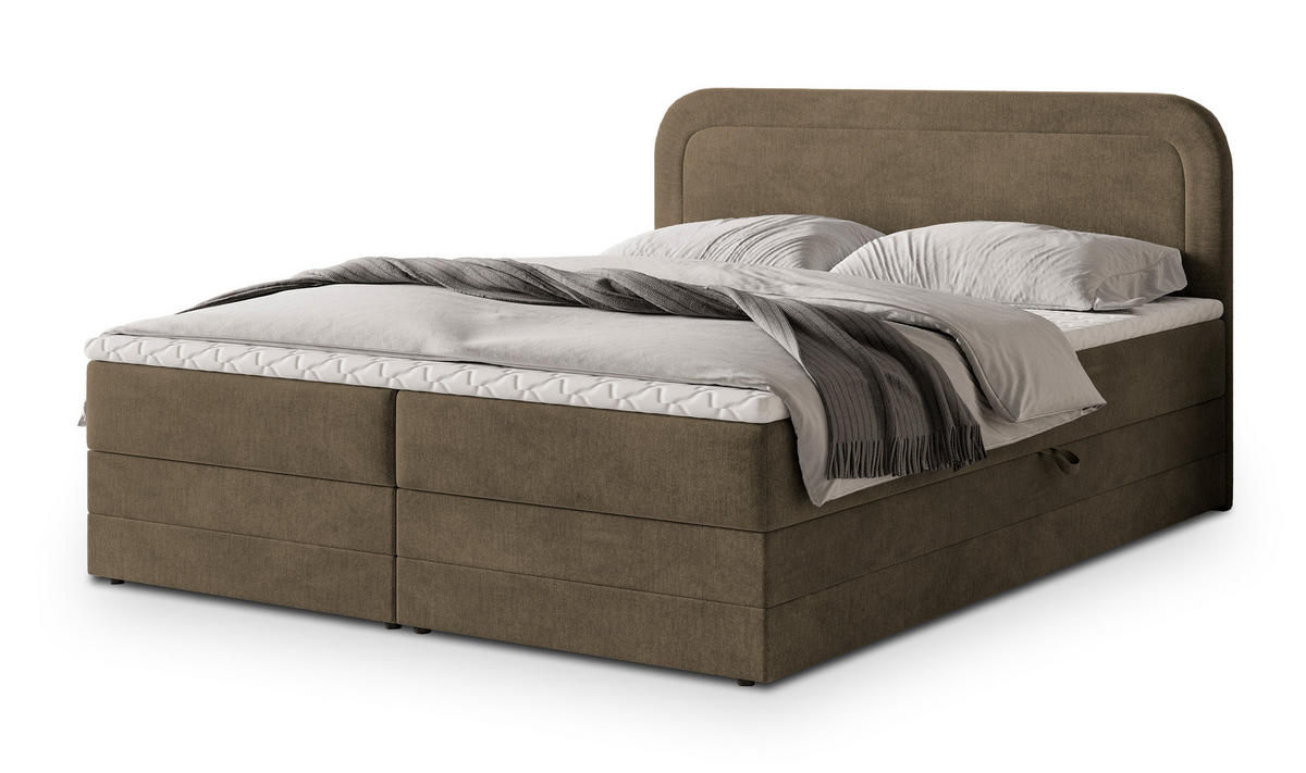 POSTEL BOXSPRING ARMEL 140x200 cm, s matrací a úložným prostorem, béžová - béžová, kompozitní dřevo/textil (140/200cm) - MASSENO