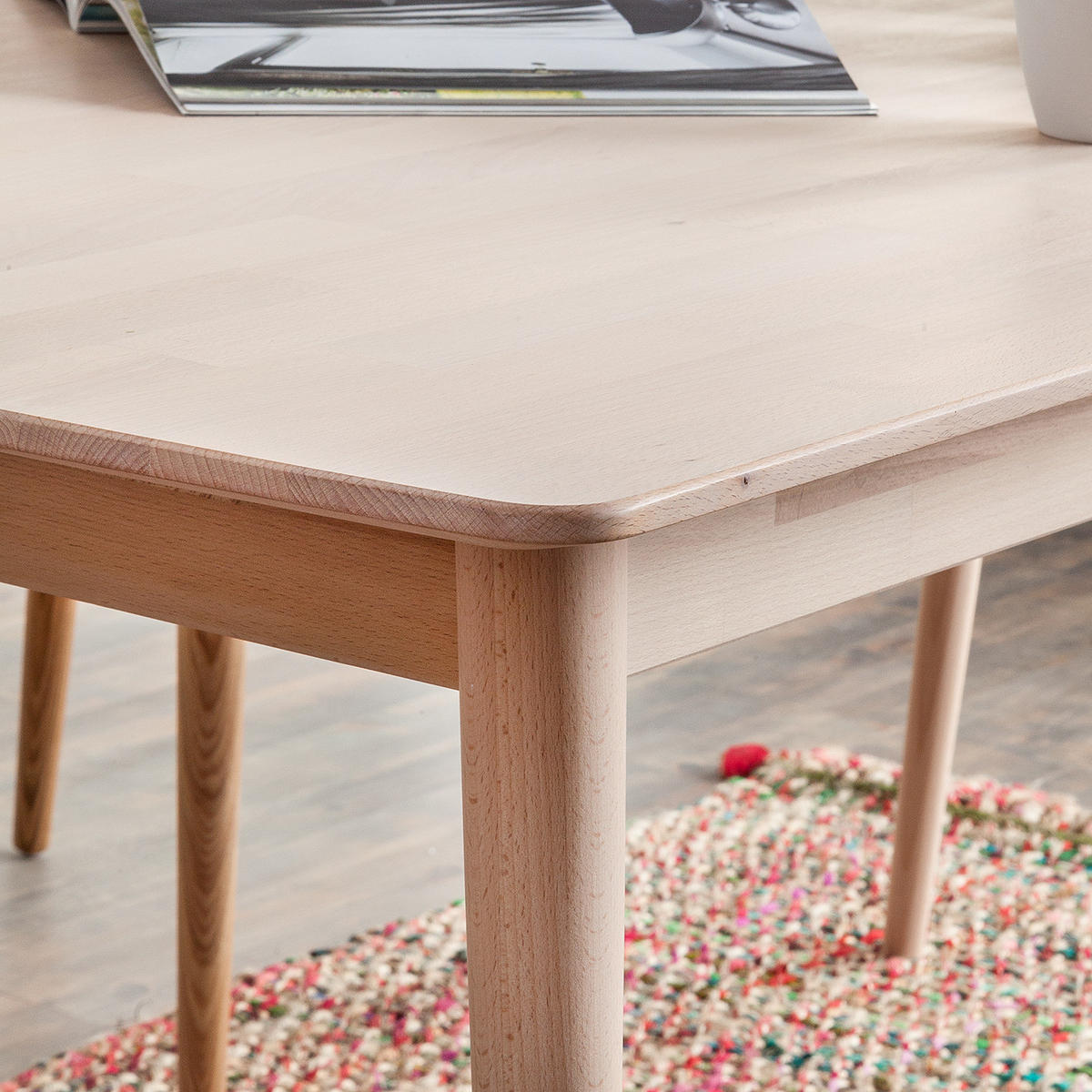 ESSTISCH rechteckig - Buche massiv - Buchefarben, Holz (90/180/75cm) - home24