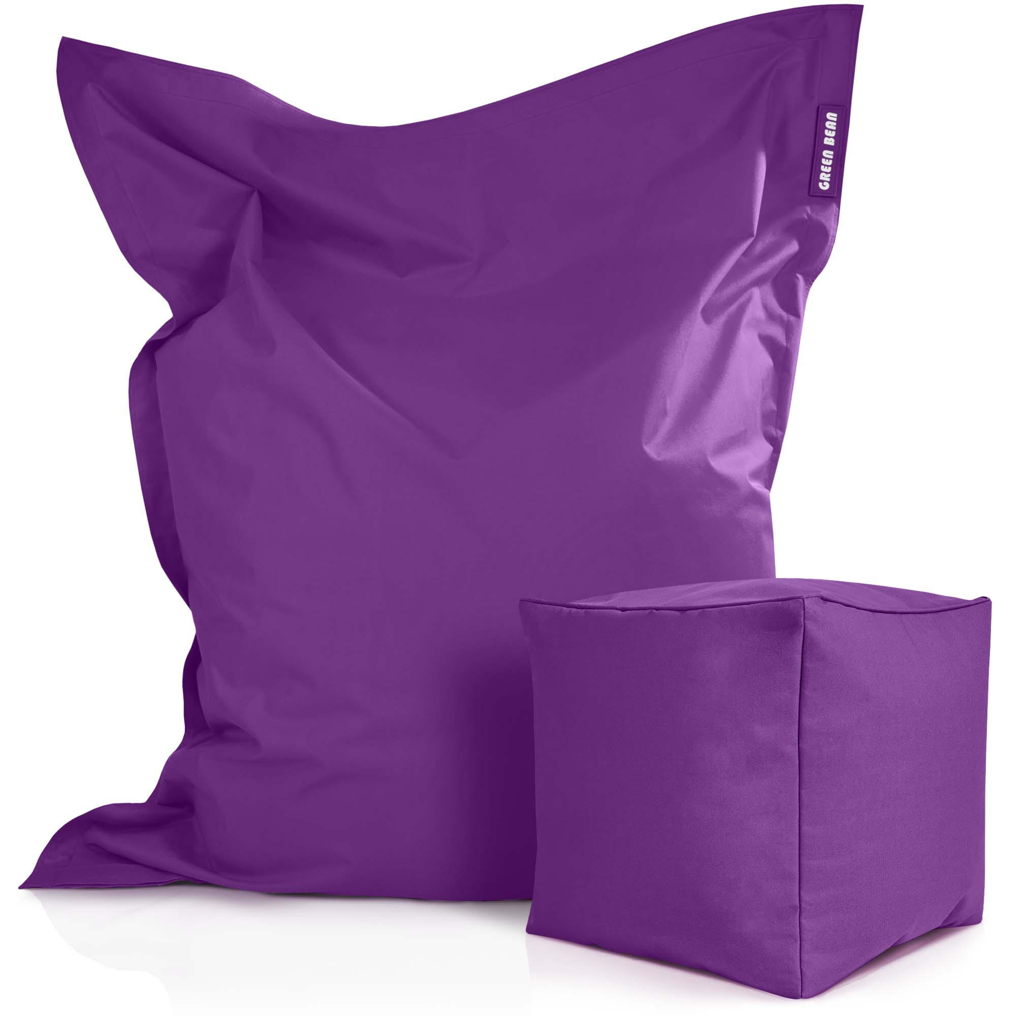 XXL-SITZSACK + Pouf 2er Set - 140x180cm - Lila, Textil (140/25/180cm) - Green Bean