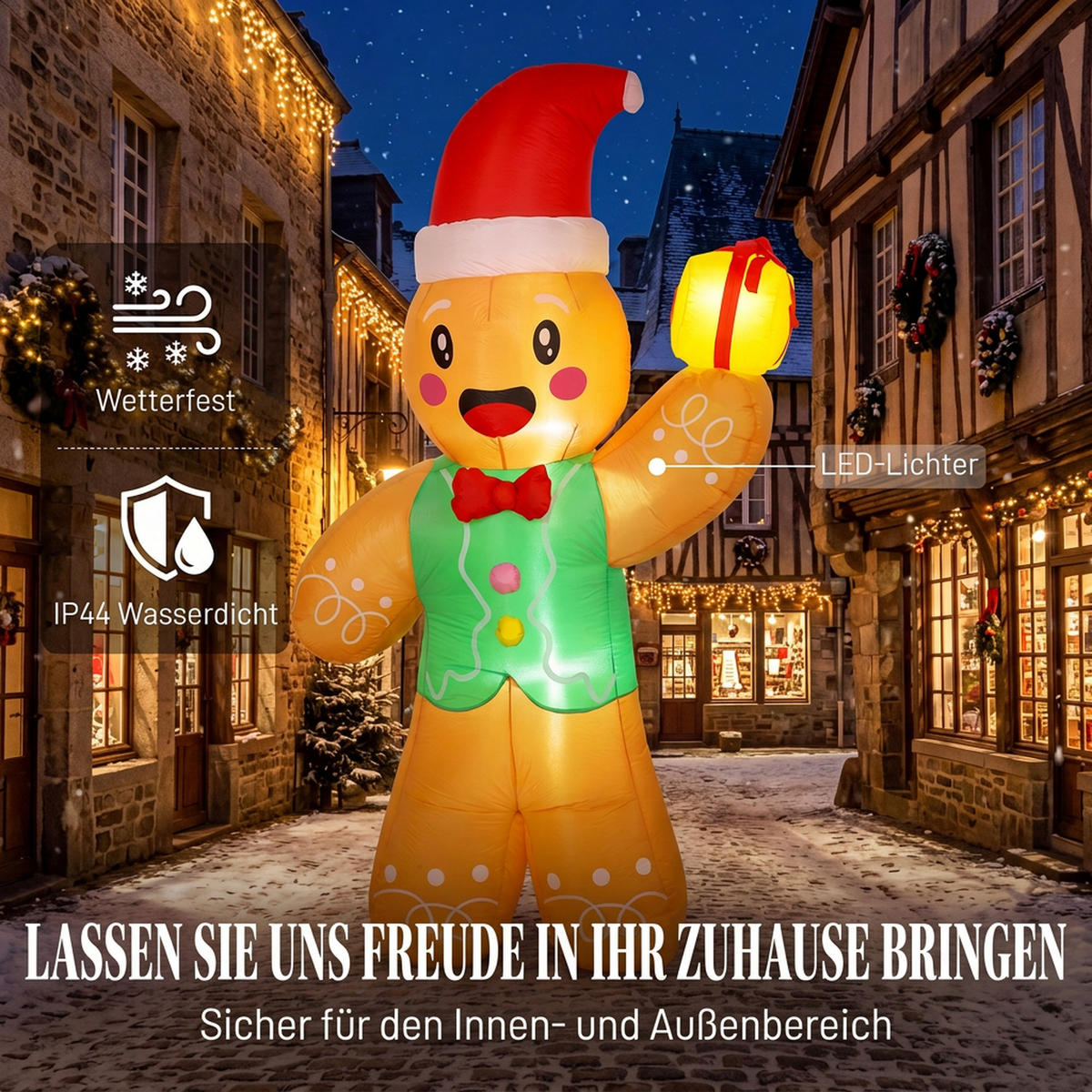 AUFBLASBARE Weihnachtsdekoration Polyester Hellbraun - Hellbraun, Textil (60/250/135cm) - Outsunny