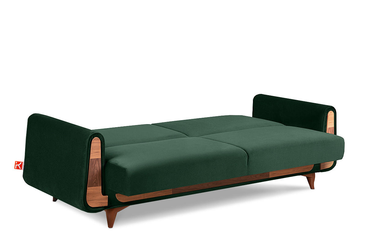 3-SITZER-SCHLAFSOFA GUSTAVO mit Armlehnen, dunkelgrün - Dunkelgrün/Braun, Holz/Holzwerkstoff (230/98/98cm) - KONSIMO®