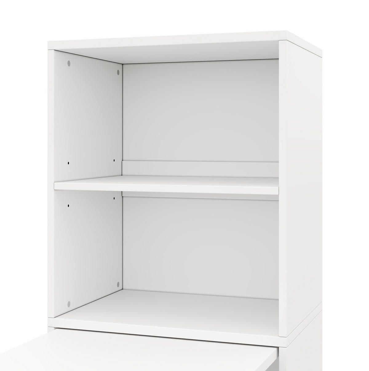 KLAPPTISCH 2-in-1 130 x 51 x 137 cm Weiß mit 4 offenen Fächern - Weiß, Holz (130/51/137cm) - Meubliv