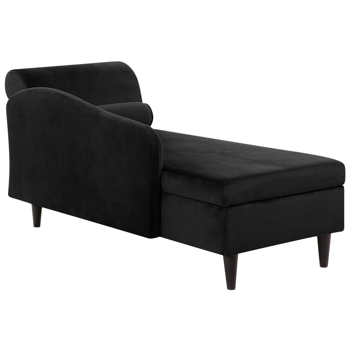 CHAISELONGUE Samtstoff schwarz rechtsseitig Luiro - Dunkelbraun/Schwarz, Textil (160/77/70cm) - Beliani
